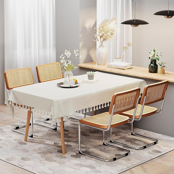 Rattan Dining Chairs Set of 2 Mid Century Modern Dining Room Chairs with Natural Rattan Woven Backrest with Metal Legs, Brown