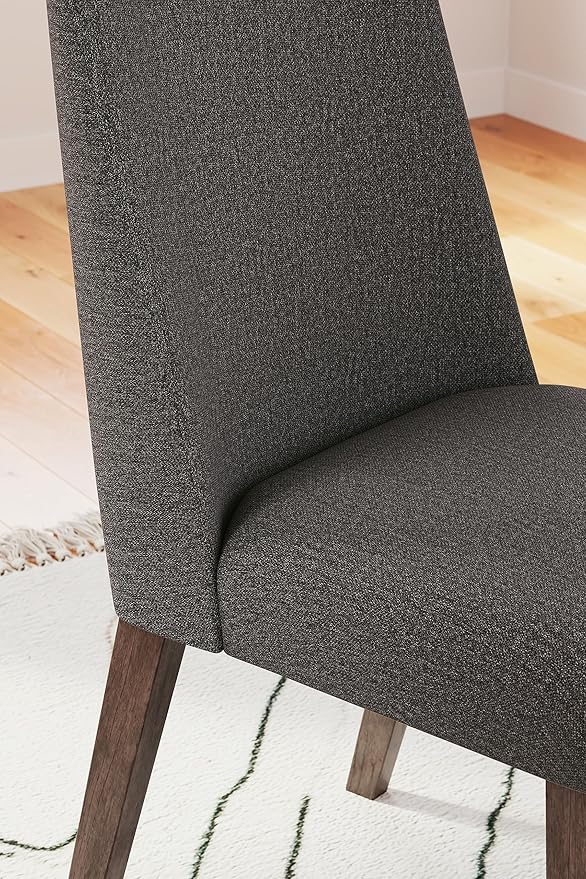 Signature Design by Ashley Lyncott Contemporary Dining Room Upholstered Side Chair with Foam Cushion, Set of 2, Dark Gray & Brown