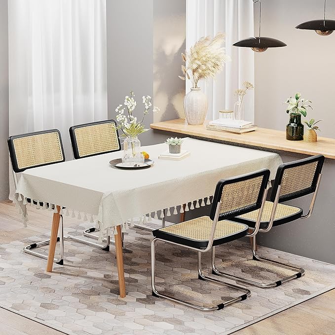 Rattan Dining Chairs Set of 2 Mid Century Modern Dining Room Chairs with Natural Rattan Woven Backrest and Seat Upholstered Kitchen Armless Side Chairs with Metal Legs, Black