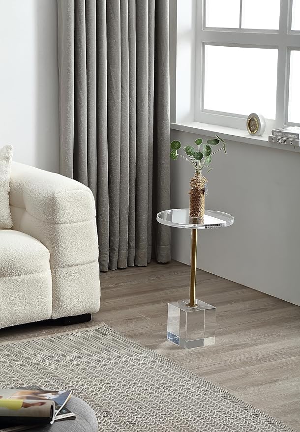 Clear Acrylic End Table,Side Table,for Livingroom,13.5 x 13.5 inch, 23 inch High
