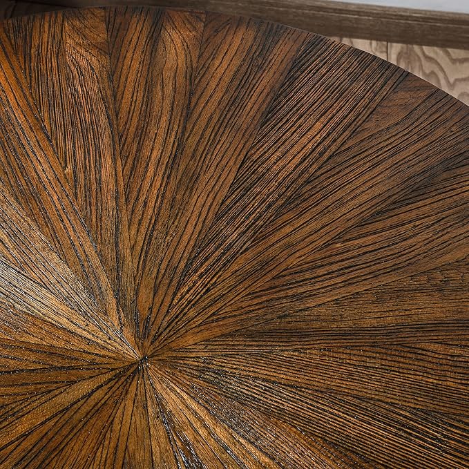 Large Round End Table with Storage Shelf, 25.2" Dia Rustic Beside Tables with Umbrella Top, Traditional Circular Sofa Side Table-,Telephone Table for Living Room Easy Assembly, Vintage Brown CJZ3338NC