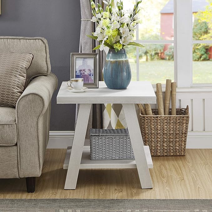 Roundhill Furniture Athens Contemporary 3-Piece Wood Shelf Coffee Table Set, White
