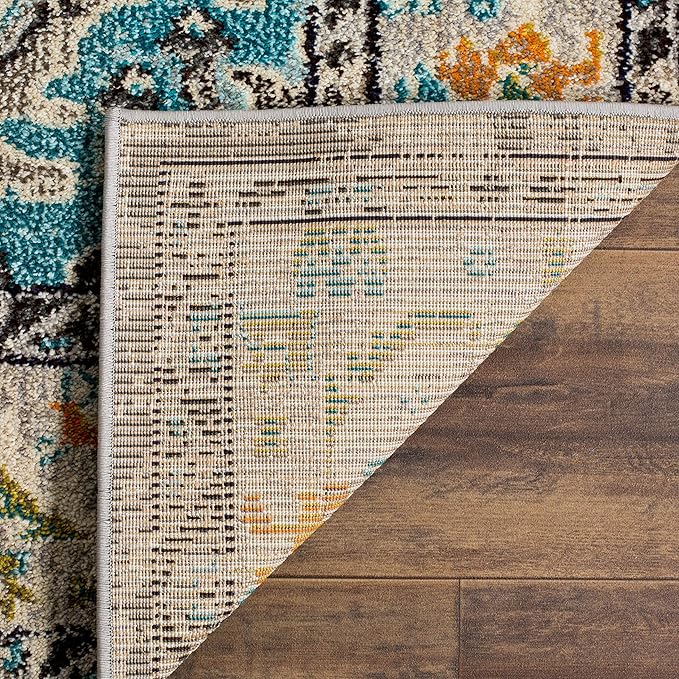 SAFAVIEH Monaco Collection Accent Rug - 3' x 5', Grey & Light Blue, Medallion Distressed Design, Non-Shedding & Easy Care, Ideal for High Traffic Areas in Entryway, Living Room, Bedroom (MNC243G)