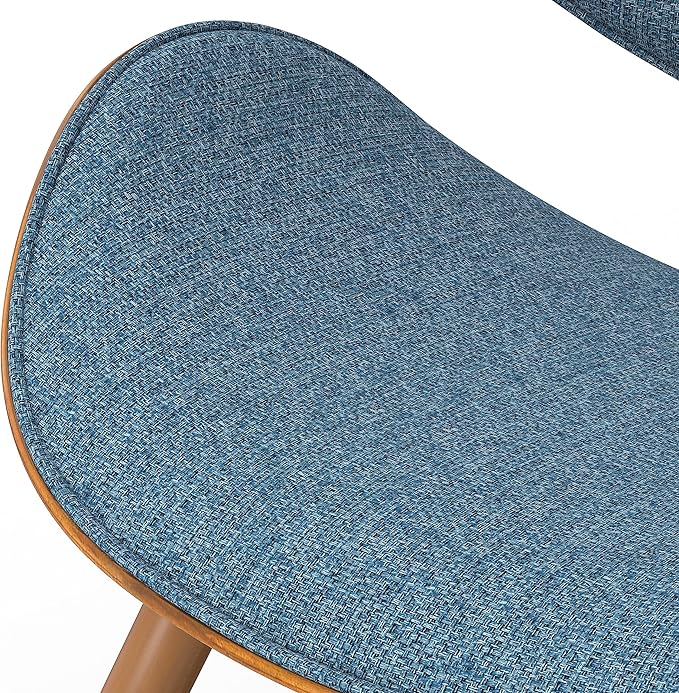 SIMPLIHOME Marana Dining Chairs - Upholstered Bentwood Back and Linen-Style Fabric Kitchen Chair in Denim Blue, Mid-Century Modern Ergonomic Dining Room Seating with Contoured Seat and Beech Wood Legs