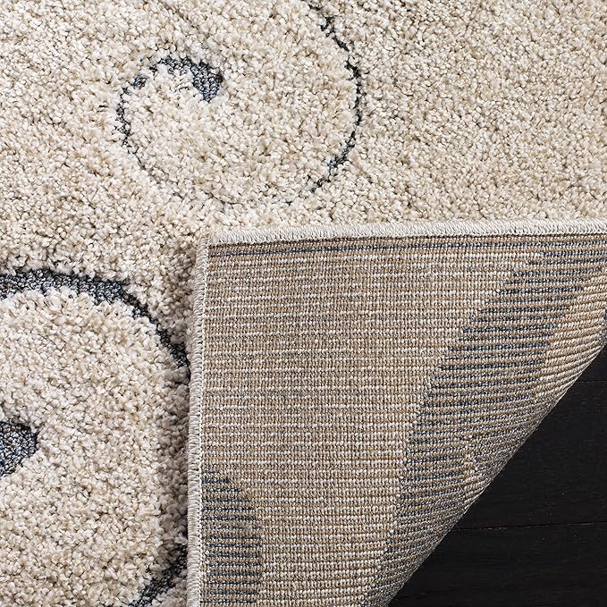 SAFAVIEH Florida Shag Collection Area Rug - 6' x 9', Beige & Blue Grey, Scroll Design, Non-Shedding & Easy Care, 1.2-inch Thick Ideal for High Traffic Areas in Living Room, Bedroom (SG455-1155)