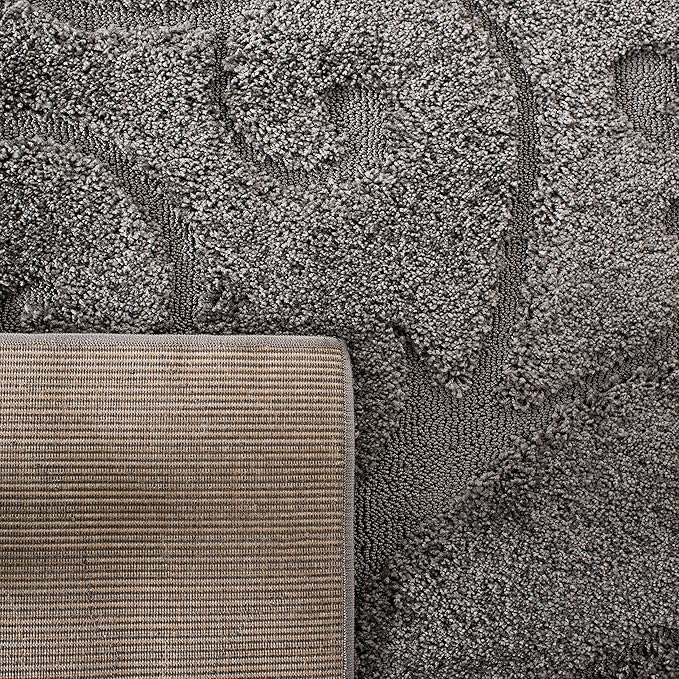SAFAVIEH Florida Shag Collection Runner Rug - 2'3" x 17', Grey, Scroll Design, Non-Shedding & Easy Care, 1.2-inch Thick Ideal for High Traffic Areas in Living Room, Bedroom (SG455-8013)
