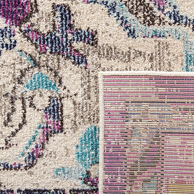 SAFAVIEH Monaco Collection Area Rug - 8' x 11', Violet & Light Blue, Boho Chic Medallion Distressed Design, Non-Shedding & Easy Care, Ideal for High Traffic Areas in Living Room, Bedroom (MNC243L)