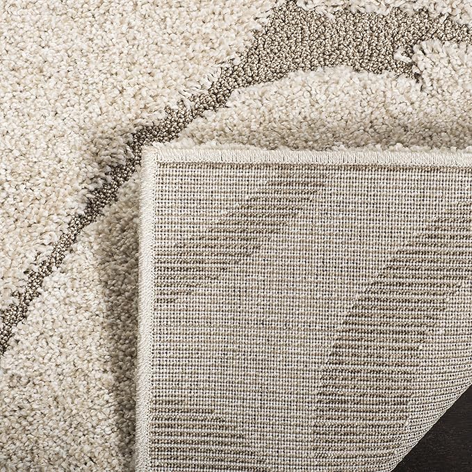 SAFAVIEH Florida Shag Collection Accent Rug - 3'3" x 5'3", Cream & Beige, Scroll, Non-Shedding & Easy Care, 1.2-inch Thick Ideal for High Traffic Areas in Entryway, Living Room, Bedroom (SG455-1113)
